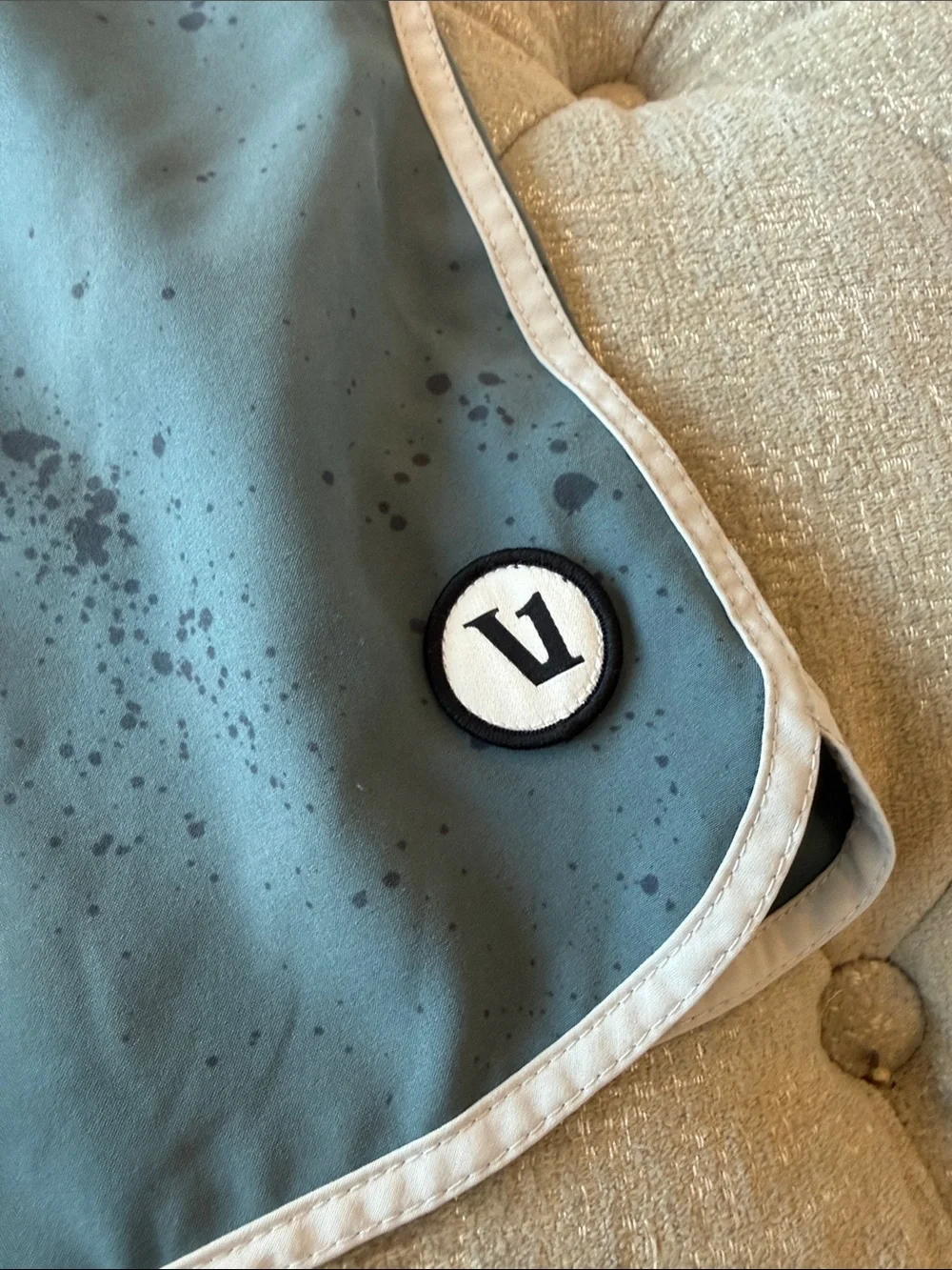 Vuori 32 Men's Blue Drawstring Swim Shorts with White Trim